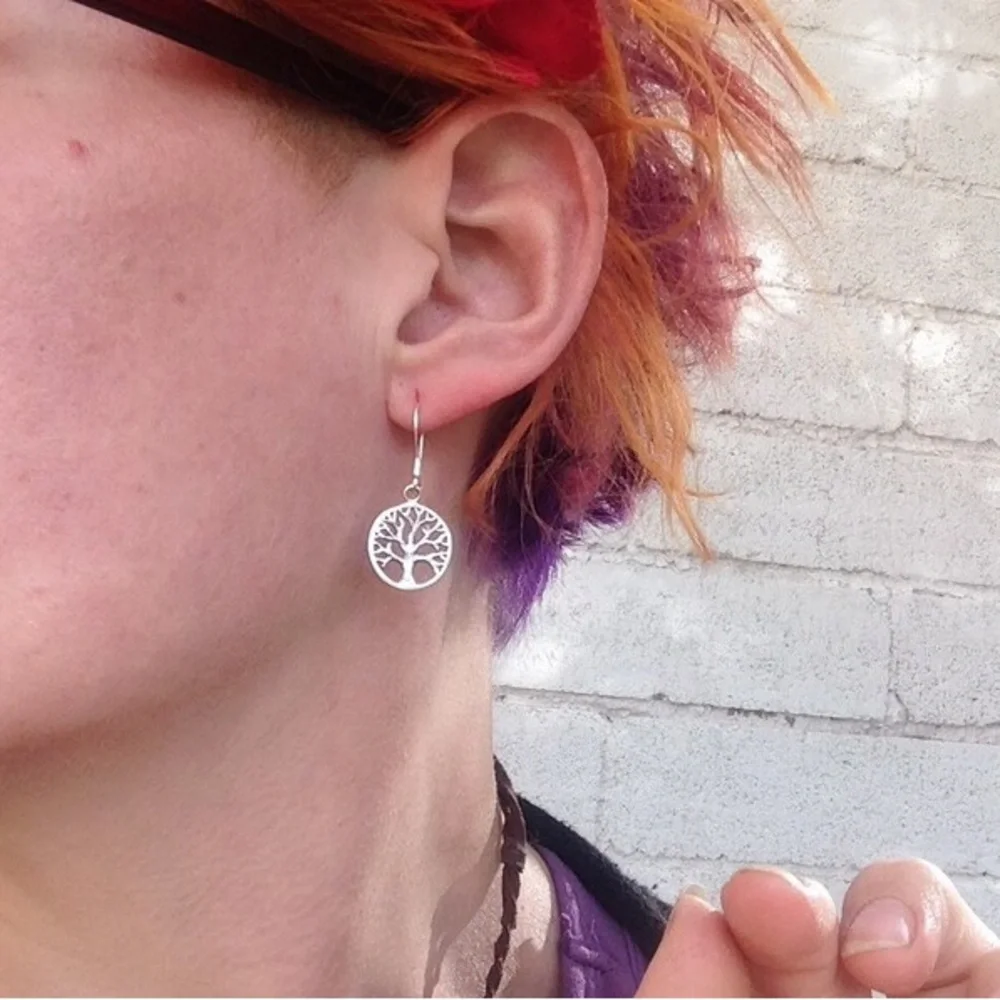 New Woman’s 925 Sterling Silver Tree Of Life Boho Handmade Drop Dangle Earrings - Picture 11 of 16